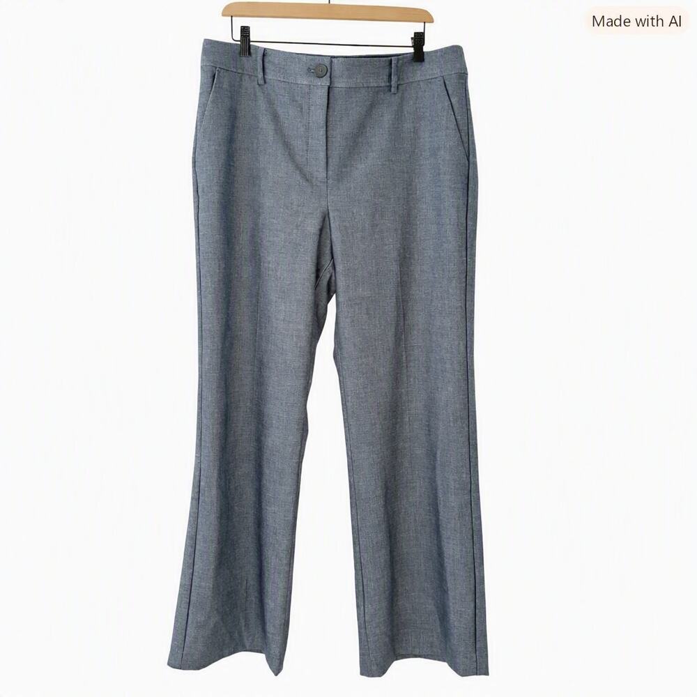 Talbots Wide-leg Trousers Heathered Blue Lined Size 14 - Picture 1 of 10